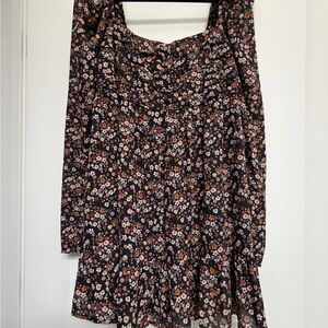 Miami Floral Long Sleeve Dress - Black and Pink